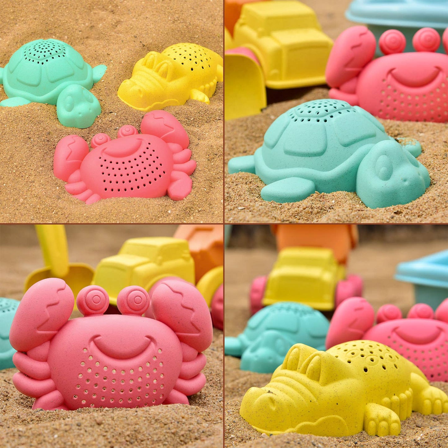 9 PCs Sand Toys Animals Sand Molds & Mesh Bag Sand Toys