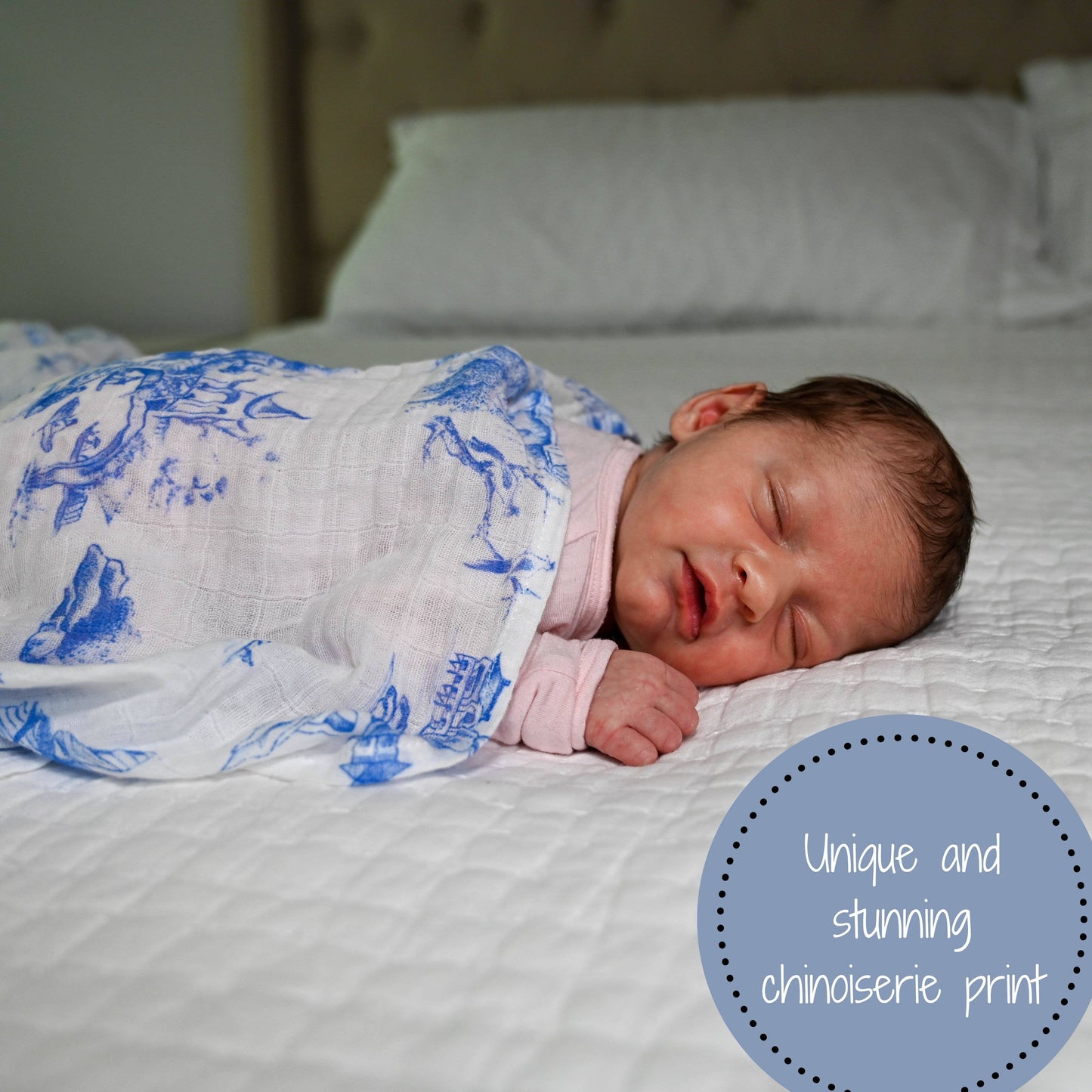 Chinoiserie Baby Swaddle Blanket
