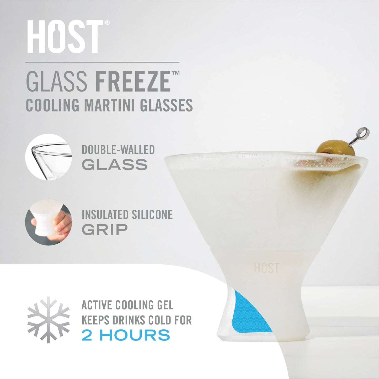 Glass FREEZE™ Cooling Martini Glasses - Frost - Set of 2