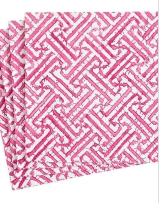 Caspari Fretwork Fuchsia Cocktail Napkins