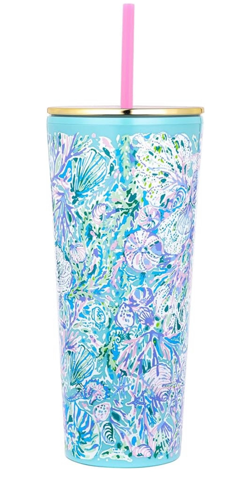 Lilly Pulitzer Tumbler with Straw Soleil it on Me