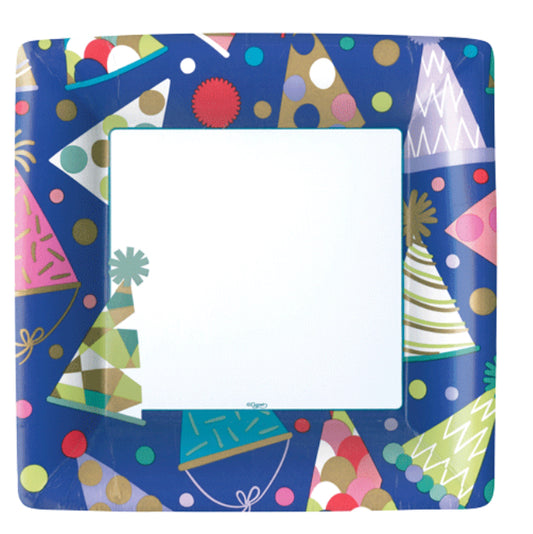 Caspari Party Hats Sq Dinner Plates Square