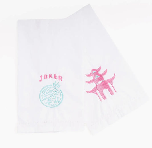 Mahjong Embroidered Tea Towel Set