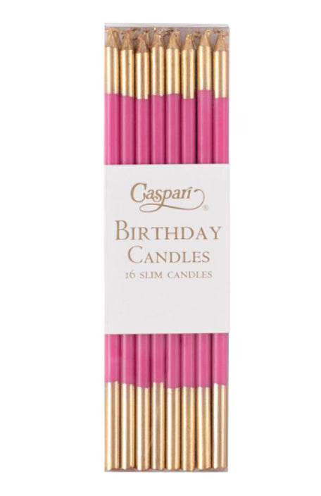 Caspari Birthday Slims- Pink/gold Candle Birthday Slims 16-In