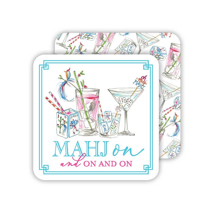 Mahjong Tiles Mahj on and on and on Square Coaster