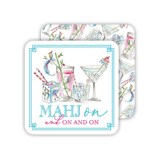 Mahjong Tiles Mahj on and on and on Square Coaster