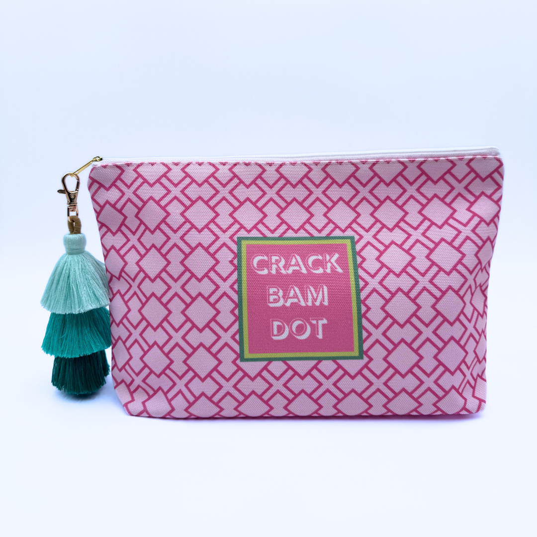 Pink Patterned Mahjong Tile & Accessory Bag