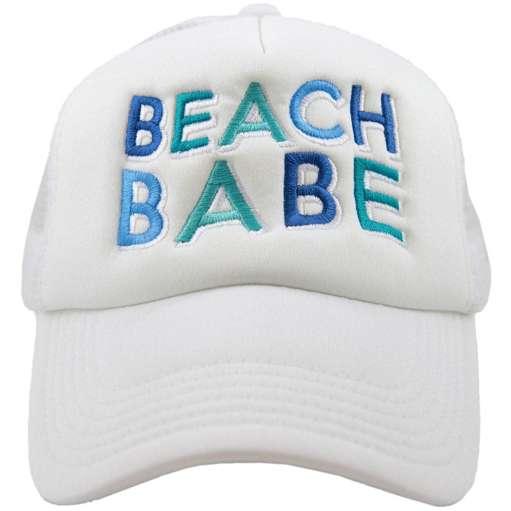 Beach Babe Snapback Foam Trucker Hat: White