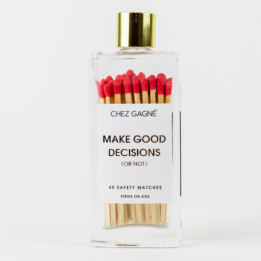 Make Good Decisions Matches - Glass Bottle Matchsticks  - Red