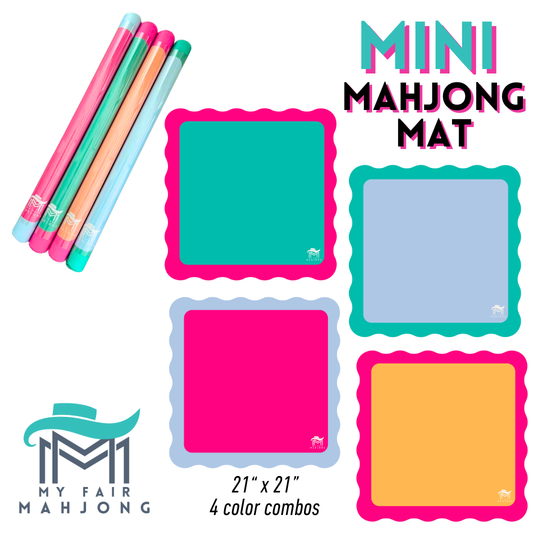 Mini Mahjong Mat Green Center with Pink Scalloped Edge