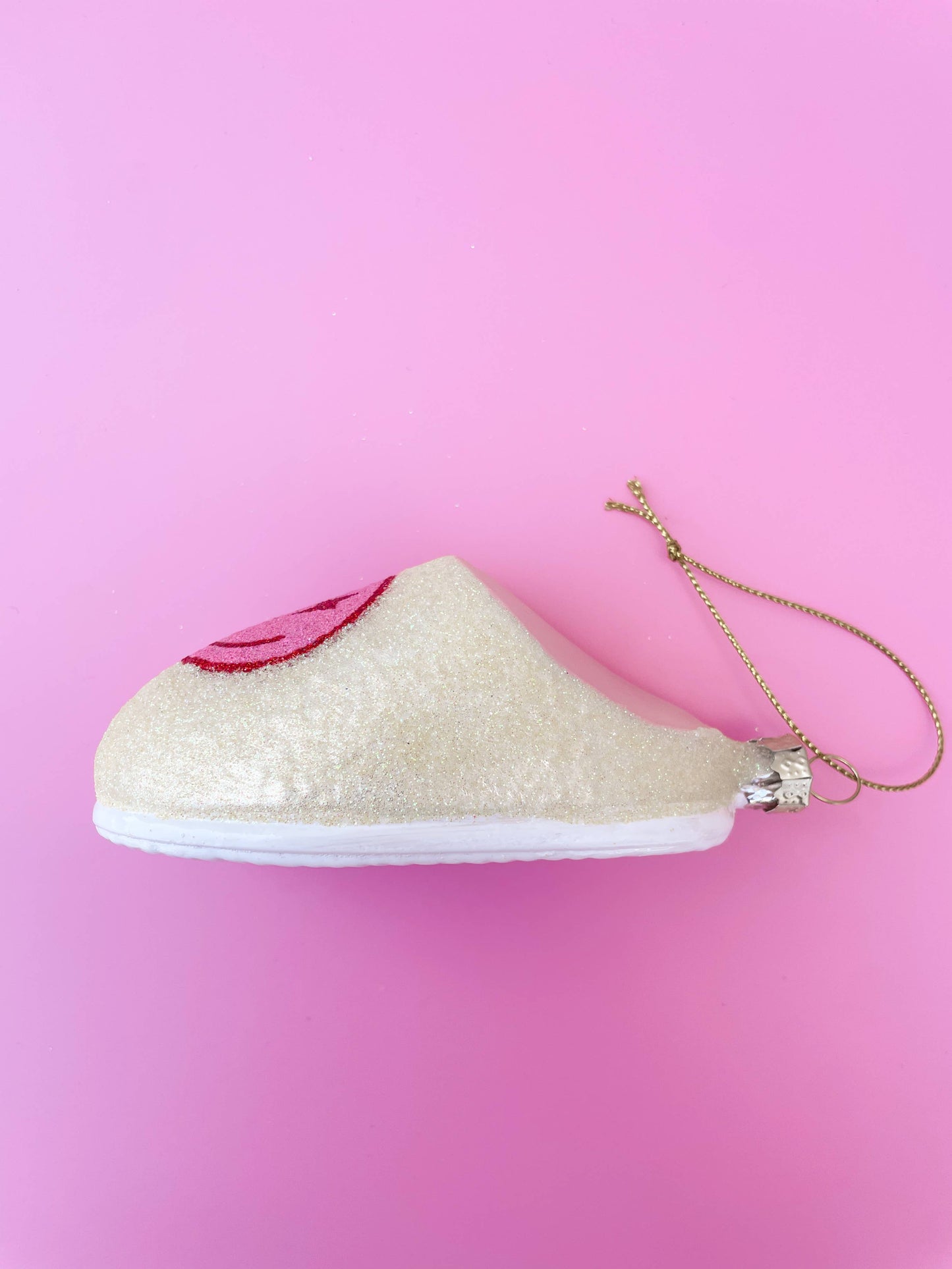 Pink Smiley Face Slipper Christmas Ornament