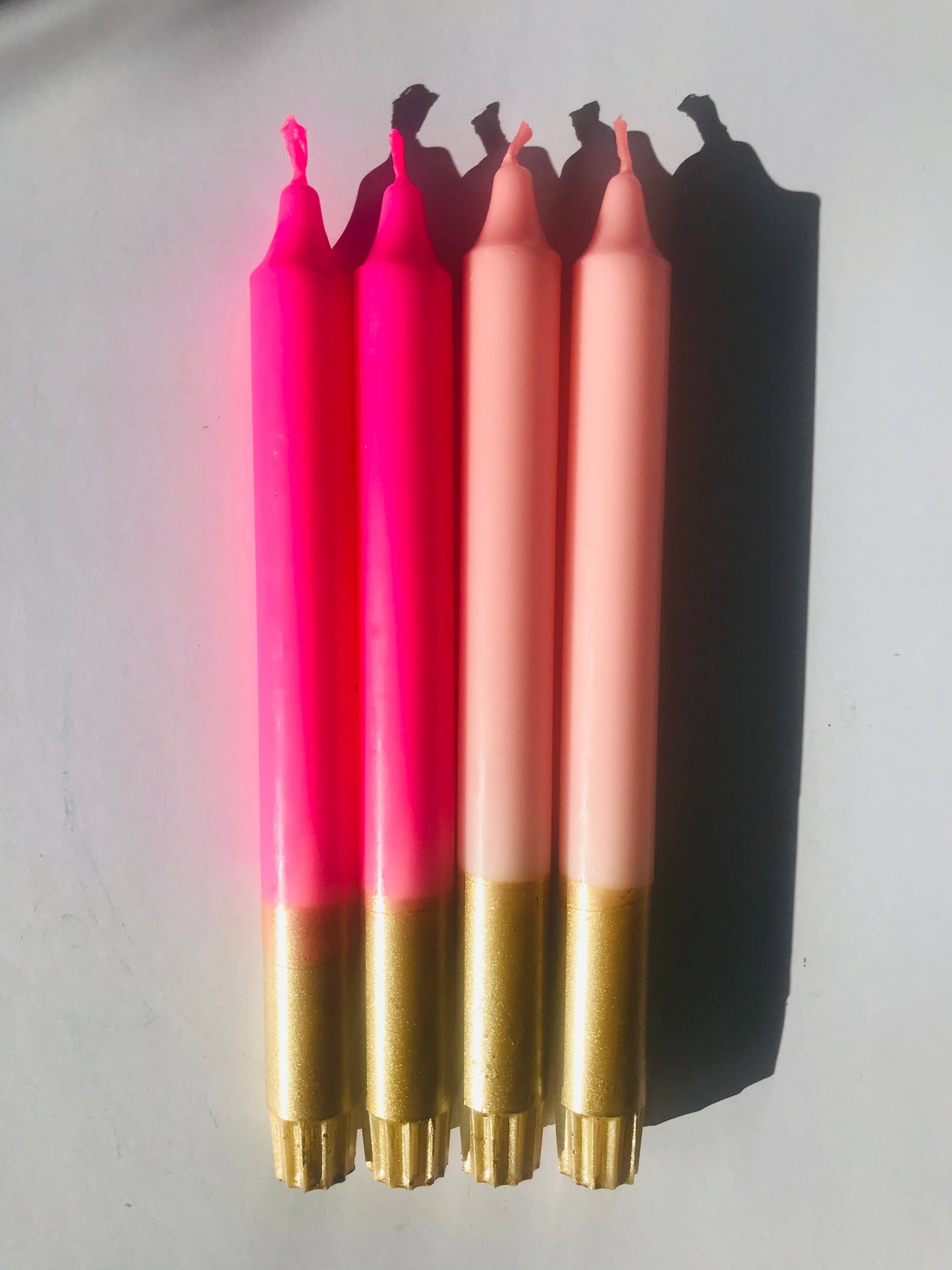 Dip Dye Gold Neon Pink Candle