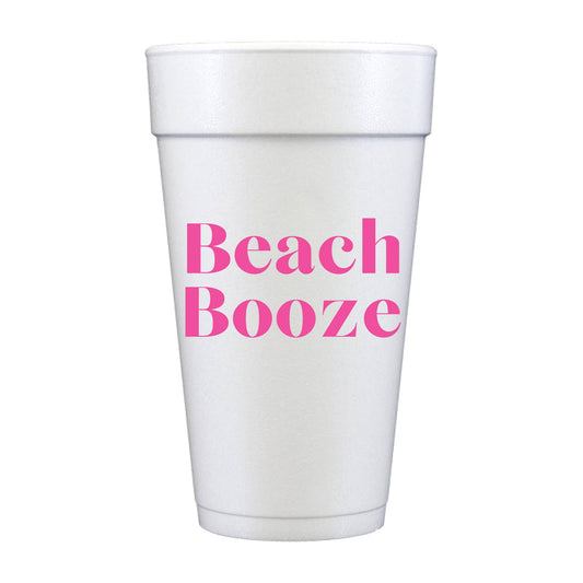Beach Booze Summer Girls Trip Vacation - 10 Foam Cups 20oz