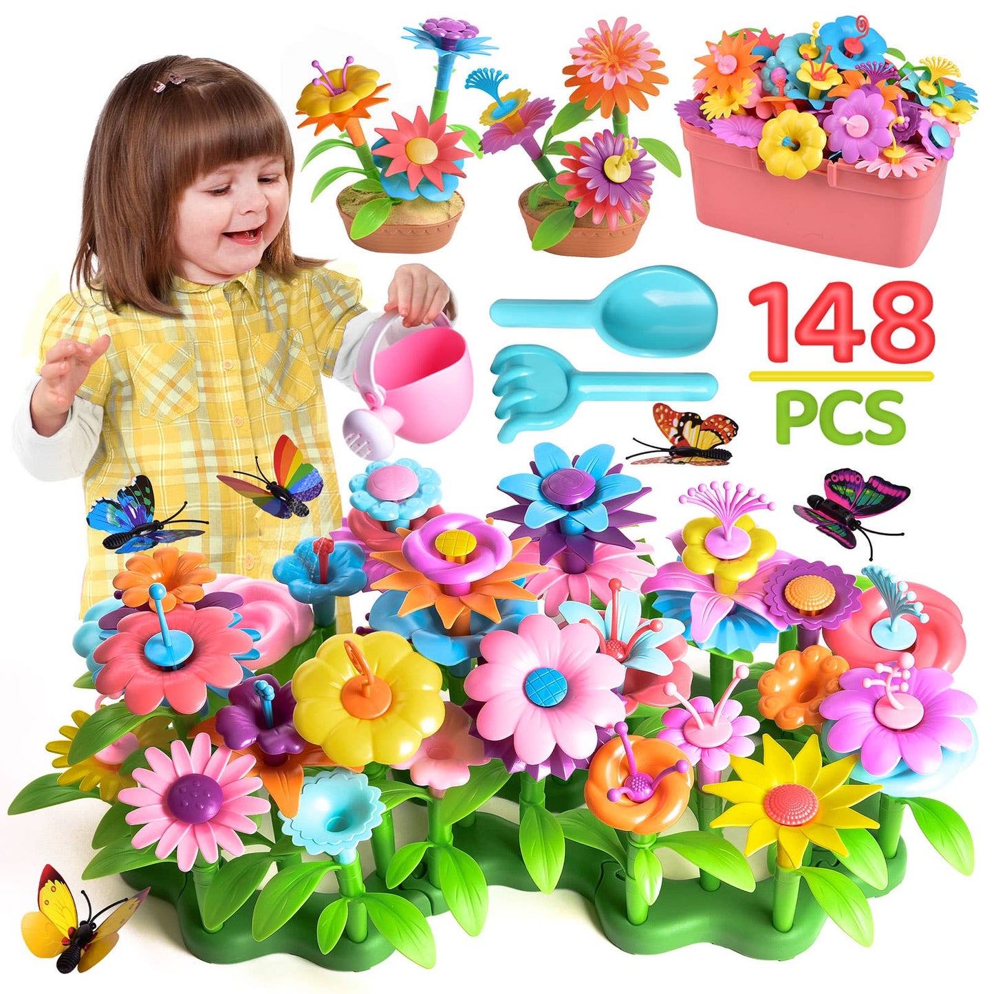 148PCS Garden Building Toys, Pretend Play, Preschool STEM