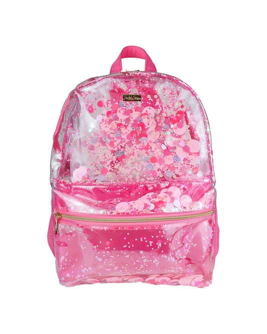 Pink Party Confetti Pink Clear Backpack Large
