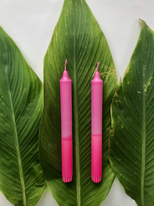 Dip Dye Neon Pink Candle