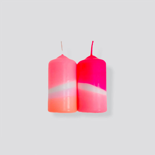 Dip Dye Neon Candle * Flamingo Feathers