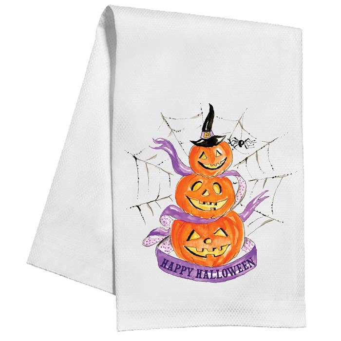 Happy Halloween Pumpkin Tower Kitchen Towel