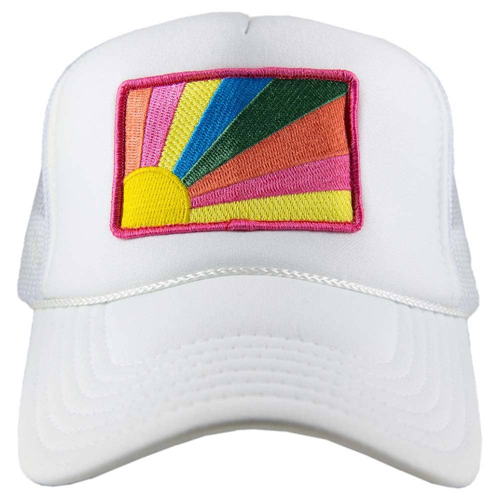 Bursting Sunshine Patch Foam Trucker Hat: White