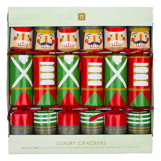 Eco-Friendly Nutcracker Christmas Crackers - 6 Pack
