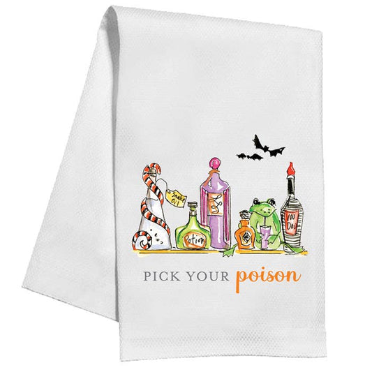 Pick Your Poison Handpainted Potion Bottles Kitchen Towel