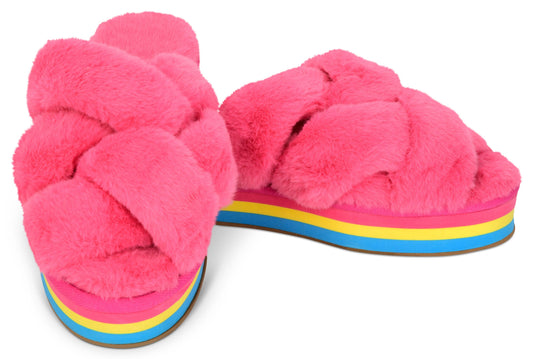 FURRY PLATFORM SLIPPERS MEDIUM