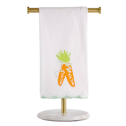 Carrot Scallop Edge Hand Towel   White/Orange/Light Blue   20x28