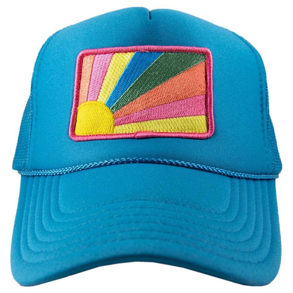 Bursting Sunshine Patch Foam Trucker Hat: Blue