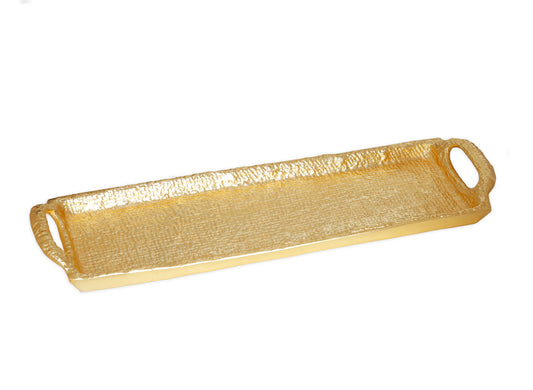 Textured Gold Oblong Tray with Handles
