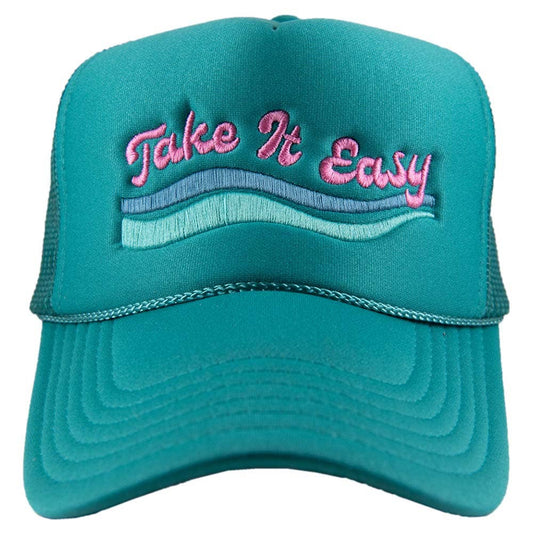 Take It Easy Foam Trucker Hat: Deep Teal