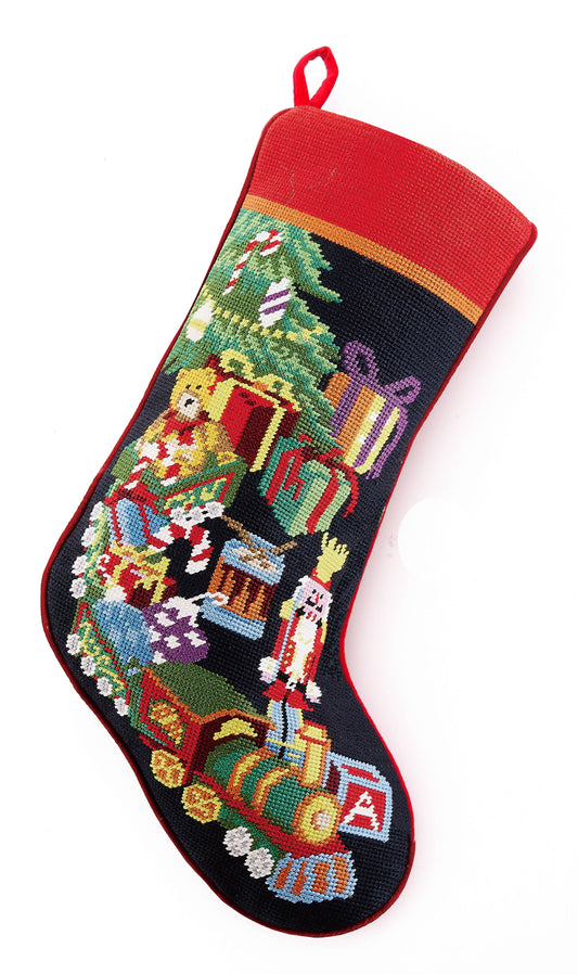 Toy Train Embroidered Stocking