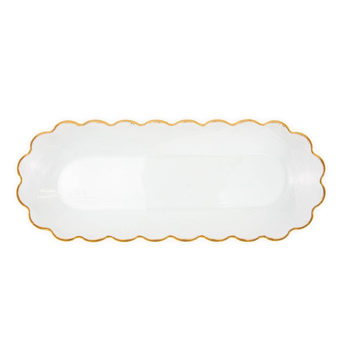 Chapelle Oval Serving Platter   Clear/Gold   17.8x1.2x7