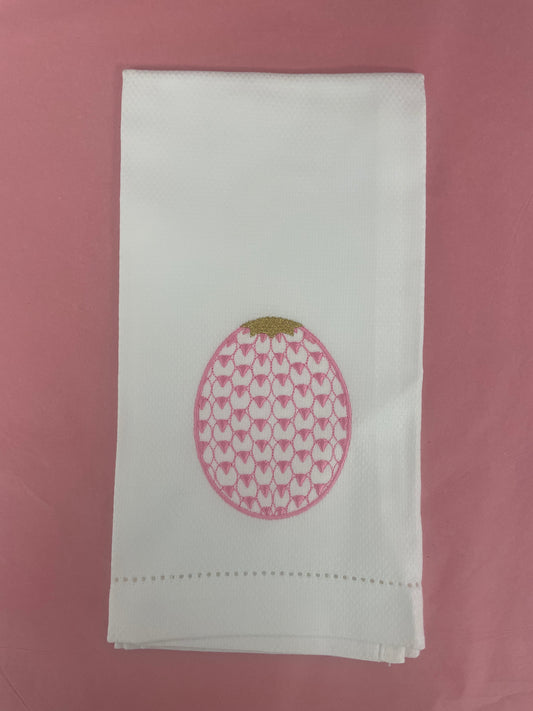 Easter Egg Herend Tea Towel Pink