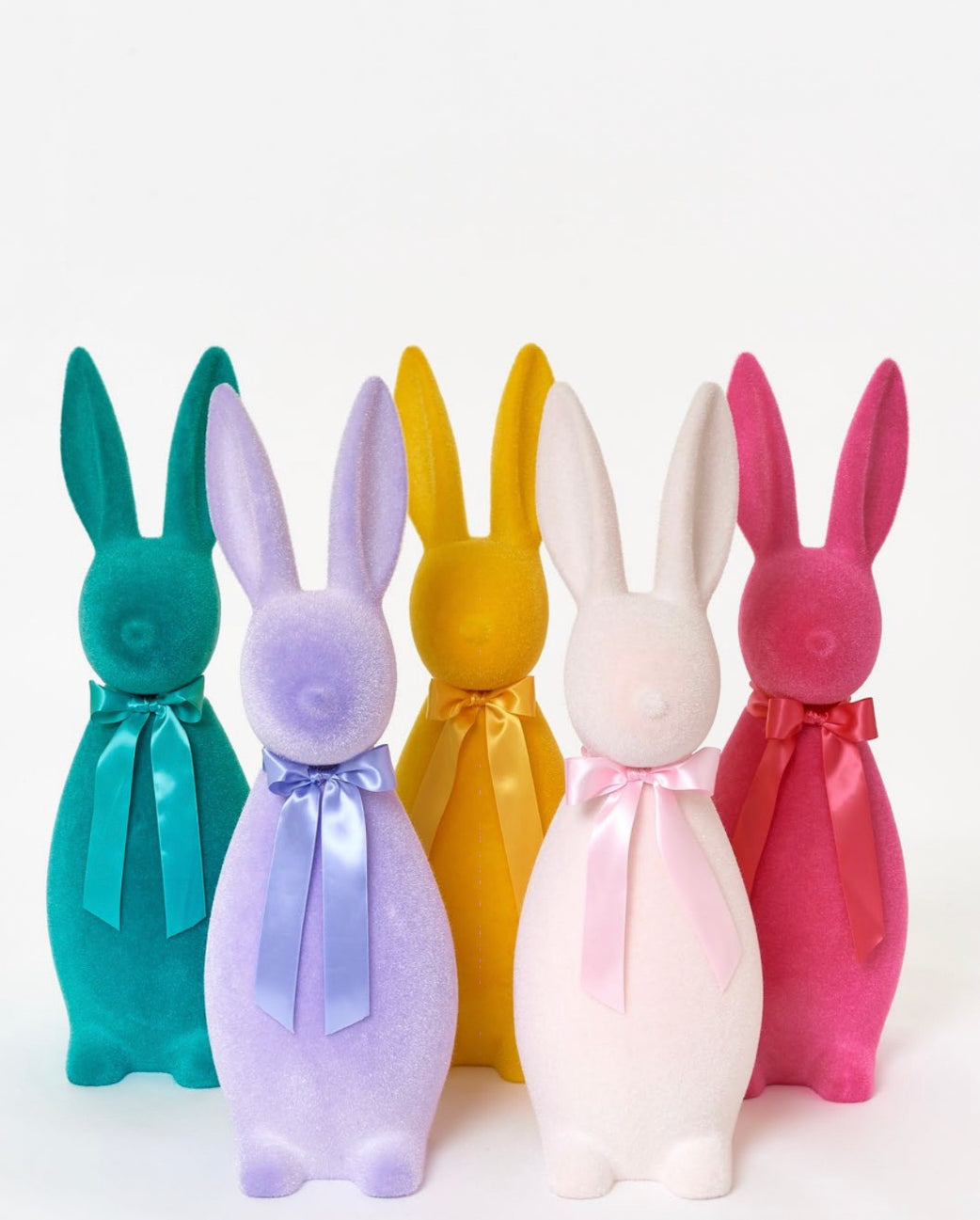 27 inch flocked button nose bright colors bunny