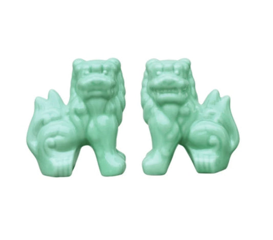 Celadon Porcelain Foo Dog Pair